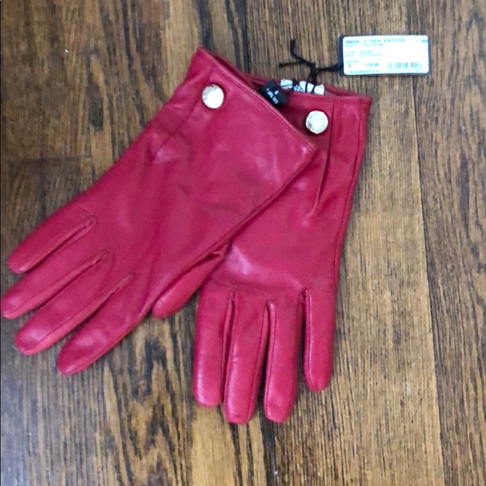 Furla red leather gloves
